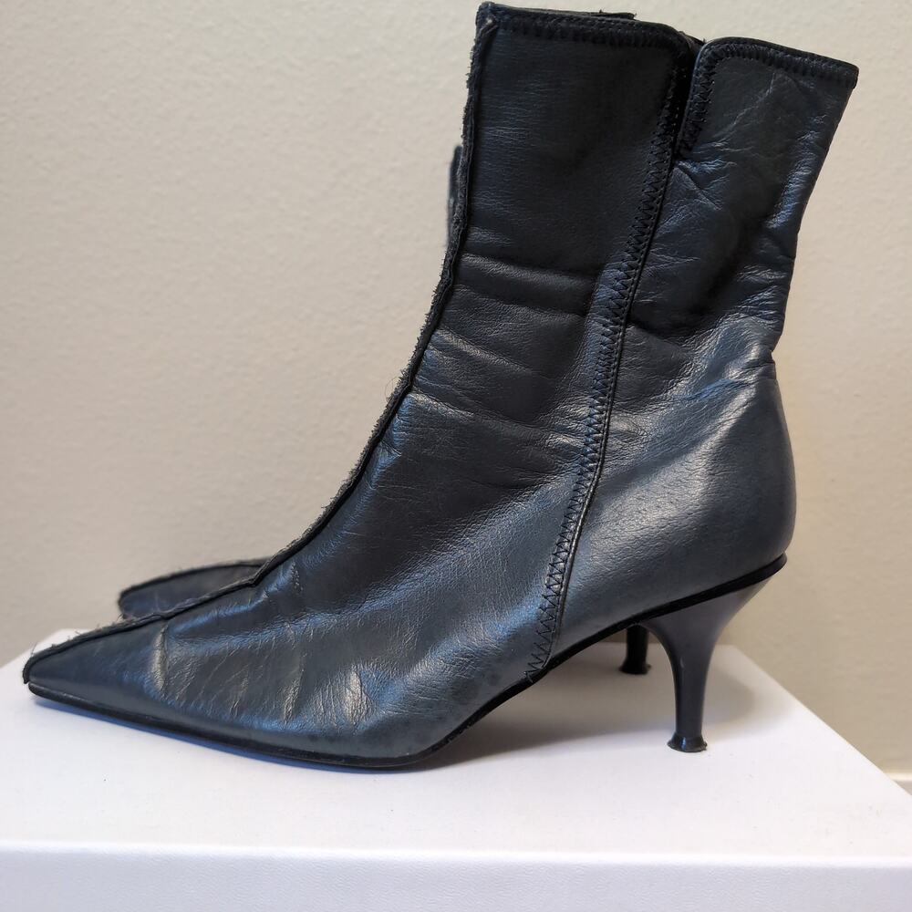 Pointed Toe Kitten Heel Ankle Boots Y2k